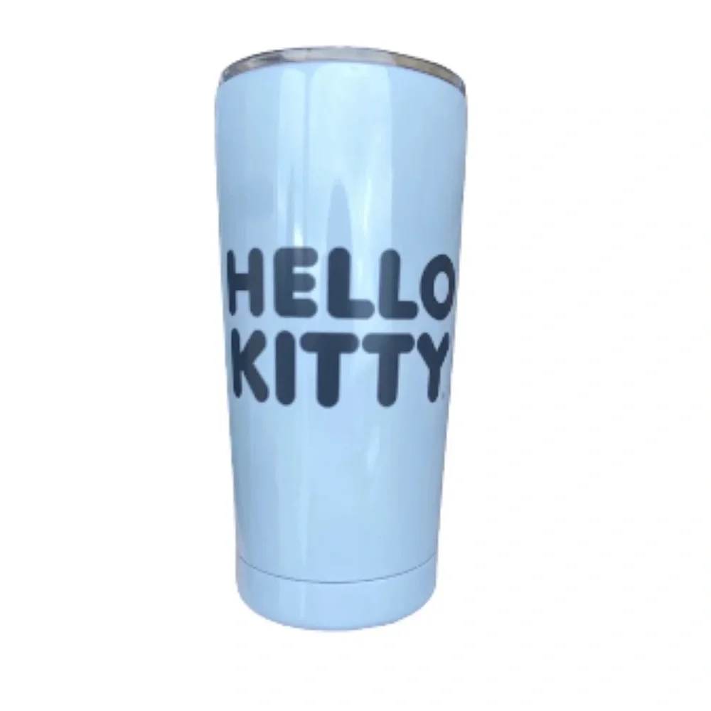 Hello Kitty Metal Tumbler Hot Cold White Pink Bow Face 20 oz